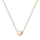 Valloey Rover Gold Heart Necklace for Women 14K Gold Plated Dainty Small Heart Choker Necklace Simple Jewelry Gift for Teen Girls (NCK-Gold-heart)