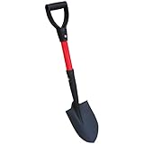 TABOR TOOLS Shovel with Round Point Blade and Comfortable D Grip 20 Inch Fiberglass Handle, Mini Trunk Digging Spade. J211A. (D Handle, Short Shovel)