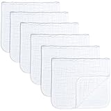 Comfy Cubs Muslin Burp Cloths Large 100% Cotton Hand Washcloths for Babies, Baby Essentials 6 Layers Extra Absorbent and Soft Boys & Girls Baby Rags for Newborn Registry (White, 6-Pack, 20' X10')