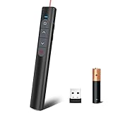 Presentation Clicker Wireless Presenter Remote, PowerPoint Clicker Computer Clicker with Red Light, Clickers for PowerPoint Presentations Slide Advancer with Volume Control for Mac/Laptop/Computer