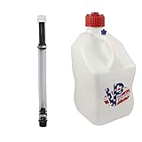 VP Racing Fuels 5 Gal. Square Motorsport Patriotic Racing Utility Container w/ 14 Inch Deluxe Filler Hose Close-Trimmed Cap and Neck for Tighter Seal