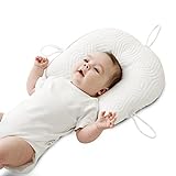 Reidio Newborn Pillow Adjustable Baby Head Pillow Soft and Breathable Baby Pillows for Sleeping Ergonomic Design Washable (3#White)