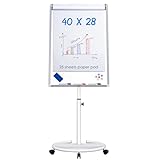 maxtek Mobile Dry Erase Board – 40x28 inches Magnetic Portable Whiteboard Stand Easel White Board Flipchart Easel Board with 25 Sheets Paper Pad