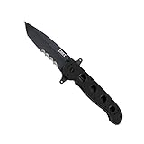 CRKT M16-14SFG EDC Folding Knife: Special Forces Everyday Carry, Black Serrated Edge Blade, Tanto, Automated Liner Safety, Dual Hilt, G10 Handle, 4-Position Pocket Clip