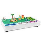 Milliard The 2 in 1 Rollaway Play Table and Toy Organizer- Compatible with Lego Bricks*, Cars and Trains- Store Under Beds or Sofas (38' x 19' x 6.25')