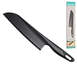 ChaLeeMoo 11' Nylon Knife for Nonstick Pans, Large Plastic Kitchen Knife to Cut Bread, Cake, Brownie Pie Lasagna or Various Veggies and Fruits, Pizza Cutter, Salad or Lettuce Knife, Black