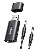 UGREEN Bluetooth 5.1 Transmitter Receiver 2 in 1 Wireless USB Bluetooth Adapter Built-in Microphone 3.5mm Audio Bluetooth Dongle Driver Free for TV, Home Stereo, Car Stereo, Headphones, Speakers, PC