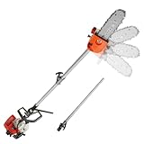 MAXTRA Gas Powered Pole Saw, 90-180 Rotatable Cordless Extension Chainsaw for Tree Trimming with 3.6ft Extension Pole Reach to 16 feet for Tree Limb Branches Pruning, Adjustable Saw Head