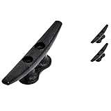 QPURO 4 Inch Black Dock Cleat - Cast Iron Boat Cleats, Rope Cleat, Boat Dock Cleats - Ideal for Marine, Nautical Decor (2-Pack)