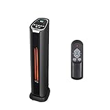 Winado 24' Portable Electric Infrared Quartz Tower Space Heater and Fan for Home & Office, 2 Heating Elements, LED Display, Remote Control, 750W/1500W Black
