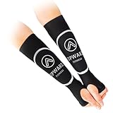 Upward Fitness-Volleyball Padded Passing Sleeves, Arm and Wrist Protection With Thumbhole, for Girls and Boys (XS/S Black)