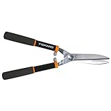 Fiskars Power Lever Hedge Shears - 8' Stainless Steel Blades - Plant Cutting Scissors with Sharp Precision-Ground Steel Blade
