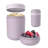 Bentgo® Snack Cup - Reusable Snack Container with Leak-Proof Design, Toppings Compartment, and Dual-Sealing Lid, Portable & Lightweight for Work, Travel, Gym - Dishwasher Safe (Orchid)