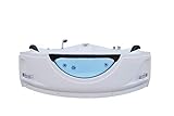 Empava 59' Acrylic Whirlpool Corner Bathtub Luxury 2 Person Hydromassage Water Jets Soaking Massage SPA Double Ended Tub Model 2021 , White