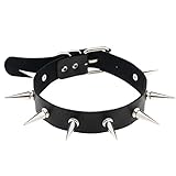 RFTWXHPN Black Spiked Leather Choker Collar Necklace for Women Gothic Punk PU Chokers Necklaces Halloween Costumes Cosplay Accessories for Women Girls Spike Chokers Collars Necklace