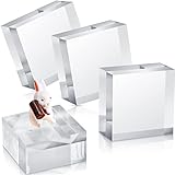 Vicenpal 4 Pieces Acrylic Square Display Block 2 x 1 Inches Clear Polished Cube Jewelry Stand Ring Showcase Holder Base