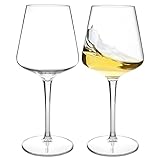 MICHLEY Modern Red Wine Glasses Set of 2(15oz), Reusable Tritan Plastic Goblet,Shatterproof White Wine Cups for Outdoor