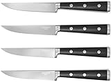 LEGENDARY CHEF Super Sharp Premium Steak Knife Non Serrated- High Carbon Stainless Steel Steak Knives Set of 4 - Triple Rivet Black Walnut Handles