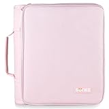 SUNEE Zippered Binder Bag with Handle, 2-Inch 3-Ring O-Ring, 500-Sheet Capacity, Includes Zip Pocket, 5-Tab Expanding File Folder, Multi-Pocket Organizer Binder Suitable for Middle School, Pink
