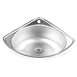 Corner Basin Sink, with Faucet/None Faucet Stainless Steel Triangle Wash Basin Thick Small Sink Corner Wall-Mounted Single for RV Caravan Camper Boating