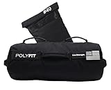Polyfit Sandbag Pro - Workout Sandbag with Triple Velcro Closure Filler Bag and Reinforced Nylon Webbing - Black - 40LB