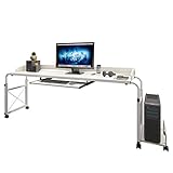 SogesHome Overbed Table on Wheels and PC Stands, 47 inch Height Adjustable OverBed Desk Laptop Desk Portable Overbed Computer Table Laptop Desk