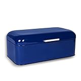 Culinary Couture Extra Large Blue Bread Box for Kitchen Countertop - Holds 2 Bread Loaves! - 16.5' x 9' x 6.5' - Stainless Steel Vintage Bread Boxes for Kitchen Counters