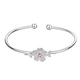BUYITO Sterling Silver Bangle Bracelets for Women 925 Sterling Silver Cuff Bangles Adjustable Fashion Women Jewelry Lucky Fidget Bracelet for Women Mom Wife Valentine Mothers Day Gift