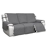 PureFit Water Resistant Reversible Sofa Covers for Reclining Sofa 3 Seat - Non Slip Split Recliner Couch Cover for 3 Cushion Couch, Washable Furniture Protector for Kid, Dog (3 Seat, Gray/Light Gray)