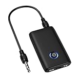 Olipiter Bluetooth 5.0 Transmitter Receiver, 2-in-1 Aux Bluetooth Adapter for Car, Portable Wireless Bluetooth Audio Adapter for TV PC Headphones Speakers Stereo Systems