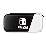 PDP Gaming Officially Licensed Switch Slim Deluxe Travel Case - OLED Edition - Hardshell Protection - Protective Vegan Leather - Black/White - Nintendo Switch