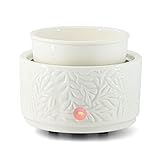 ElusiaKa Wax Melt Burner Ceramic 3-in-1 Oil Burner Electric Wax Melter Fragrance Warmer for Home Office Bedroom Aromatherapy Gift& Décor (White Leaves)