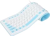 Atzuofan USB Wired Silicone Keyboard, Portable Keyboard for Laptop, PC, Notebook and Travel, Flexible Foldable and Rollup Keyboard, Waterproof, Dustproof and Lightweight (Blue)