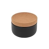 Kamenstein Ceramic and Cork Salt Pig with Easy Lift Lid for Easy Access, Black