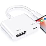 Lightning to HDMI Adapter [ Apple MFi Certified ], Plug & Play 1080P Screen Converter with Lightning Charging Port, iPhone to HDMI Adapter Compatible with iOS Devices for Projector/Monitor/TV