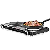 Hot Plate for Cooking, Vayepro 1800W Portable Electric Stove,Double Electric Burner for Cooking,UL listed,Cooktop for Dorm Office Home Camp, Compatible with All Cookware