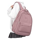 BOXSAM Lightweight School Backpack for Women Men, Laptop Travel Casual Daypack College Secondary School Bags Bookbag for Teenage Girls Boys, Pink