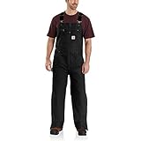 Carhartt Men's Loose Fit Washed Duck Insulated Bib Overall, Black, Large