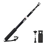 HSU Extendable Selfie Stick for Action Camera， Waterproof Hand Grip for GoPro Hero 12/11/10/9/8/7, Handheld Monopod 6.5' to 26.4' Compatible with Cell Phones, AKASO Campark and Other Action Cameras