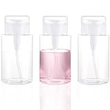 3 Pack Push Down Pump Dispenser Empty Push Top Bottles Containers for Nail Polish Makeup Remover Micellar Water Facial Toner 6.7oz/200ML