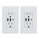 ELEGRP 30W 6.0 Amp 3-Port USB Wall Outlet, 15 Amp Receptacle with USB Type C Type A Ports, USB Charger for iPhone, iPad, Samsung, LG, HTC and Android Devices, UL Listed, with Wall Plate, 2 Pack, White