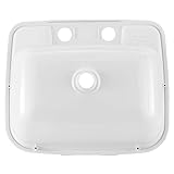 RecPro Rectangle RV Bathroom Sink | Single Bowl Lavatory Sink | Camper Sink | Plastic (White)
