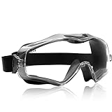 NoCry 6X3 Safety Goggles that Fit Over Glasses; Anti Fog and Scratch Resistant Protective Coating; Clear, Vented Panoramic Lenses with Extreme Impact Resistance; ANSI Z87.1 Certified Eye Protection
