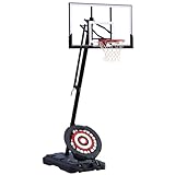 IE SPORTS Basketball Hoop Outdoor Easy Height Adjusted 7-10ft, Portable Basketball Hoop Goal System for Kids and Adults, 44 Inch Impact Backboard and Basketball Rebounder