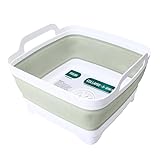 FOSJGO Dish Basin Collapsible with Drain Plug Carry Handles for 9 L Capacity, Collapsible Sink Tub, Dish Wash Basin, Portable Dish Tub, Foldable Dishpan for Camping Dish Washing Tub and RV Sink