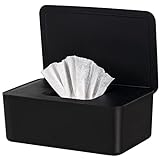 Baby Wipes Dispenser, Wipe Holder for Baby & Adult,Keeps Wet Tissue Fresh, Non-Slip Wipes Case, Flushable Wipe Container with Sealing Design Lid (2-Black)