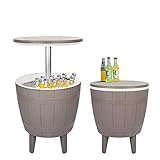 Vipush Outdoor Cooler Table, Adjustable Patio Table with Cooler, Cool Bar Table Pool Deck Patio Furniture for Party, Beer, Wine, Beverage Cooler, Garden Decor