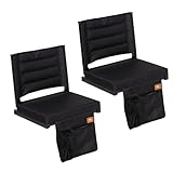 LOENIY 2 Pack Stadium Seats for Bleachers with Back Support, Bleacher Seats with Backs and Extra Thick Padded Cushion, Includes Shoulder Straps Carry Handle, and Cup Holder Side Pockets (Black)