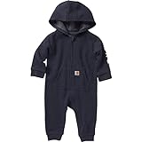 Carhartt Boys Long-Sleeve Zip-Front Hooded Coverall, Navy Blazer Heather, 18 Months