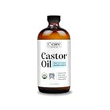 Castor Oil Organic Cold Pressed Unrefined Glass Bottle Hexane Free Extra Virgin USDA Certified 100% Pure Organic Castor Oil for Hair Growth Eyebrows Eyelashes Skin Use with Castor Oil Pack Wrap 16oz